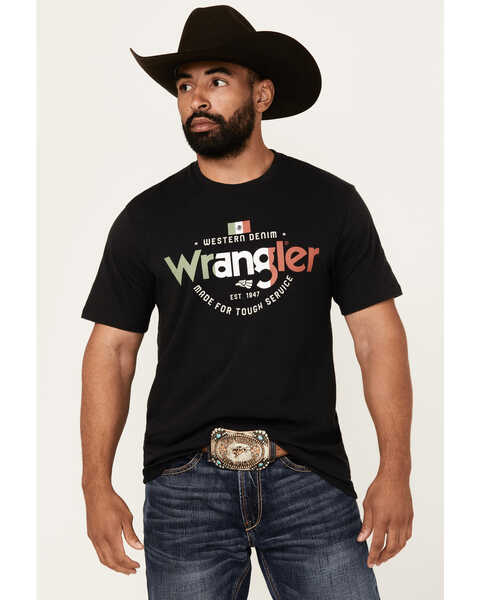 Wrangler Men's Boot Barn Exclusive Mexico Logo Short Sleeve Graphic T-Shirt , Black, hi-res