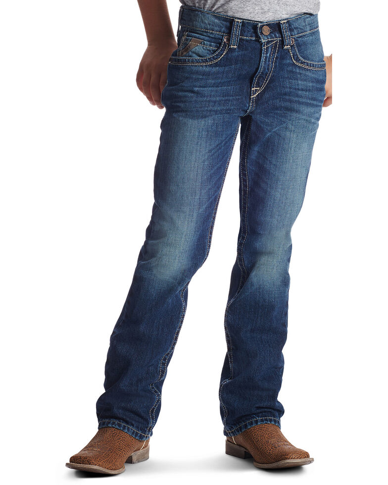 Ariat Boys' B5 Boundary Slim Fit Straight Leg Jeans, Med Blue, hi-res