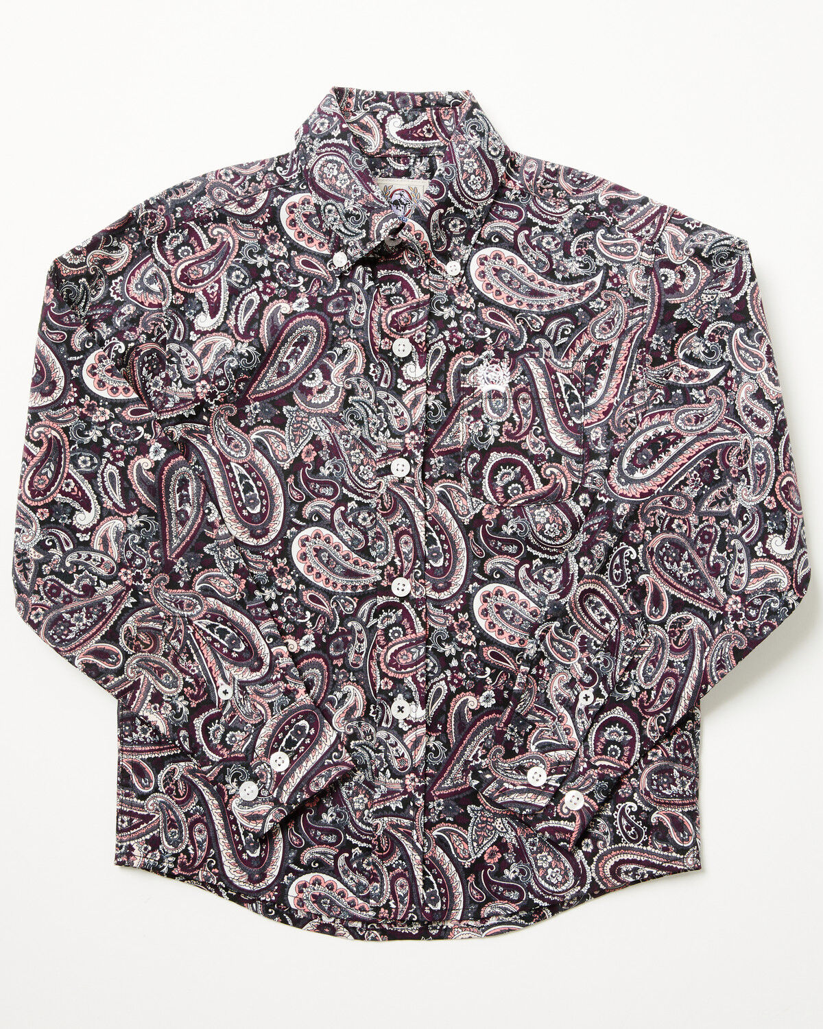 Image #1 - Cinch Toddler Boys' Paisley Print Long Sleeve Button-Down Western Shirt, Purple, hi-res