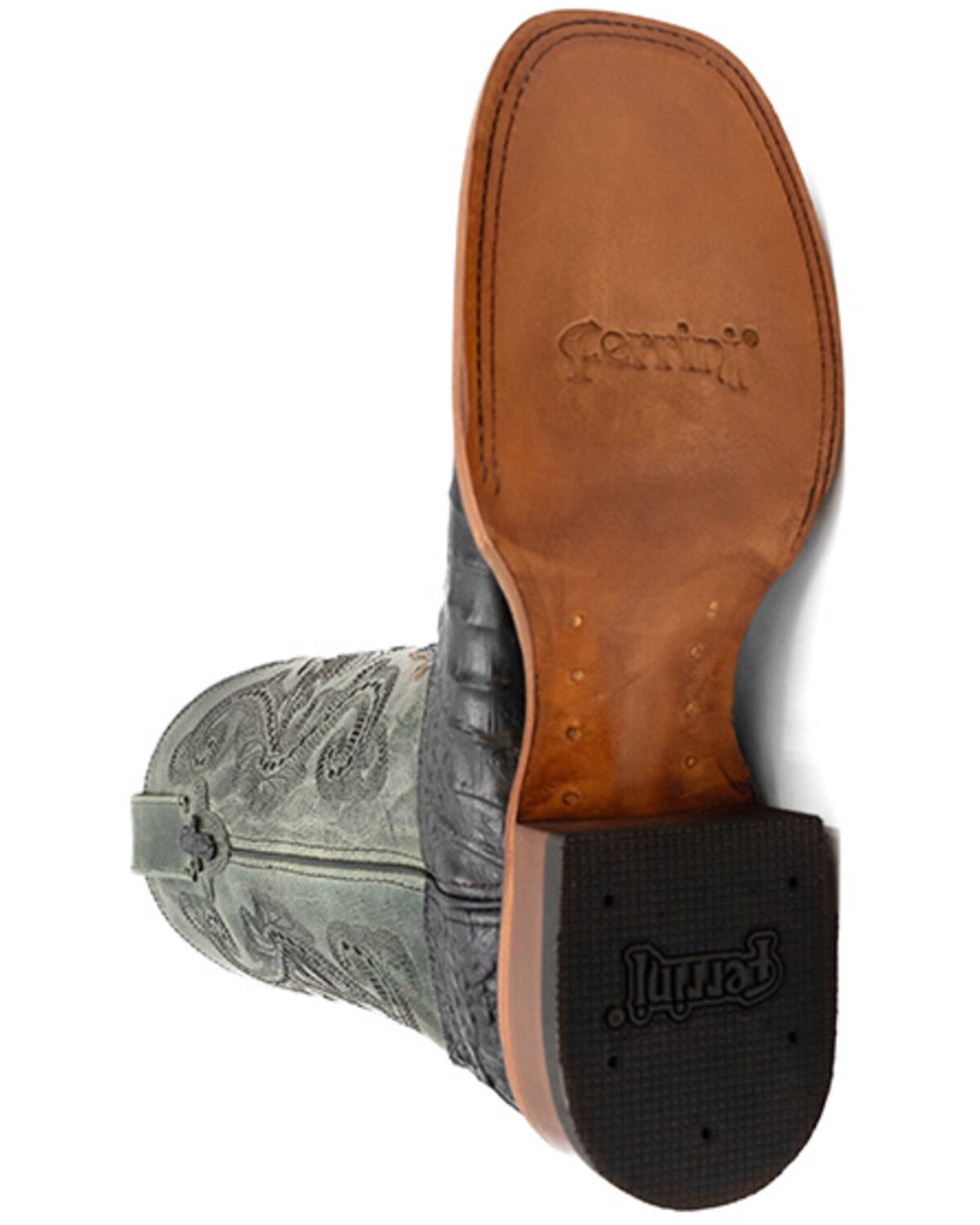Image #7 - Ferrini Men's Caiman Croc Print Western Boots - Broad Square Toe, Black, hi-res
