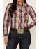 Image #3 - Roper Women's Plaid Print Long Sleeve Snap Performance Western Shirt, Blue, hi-res