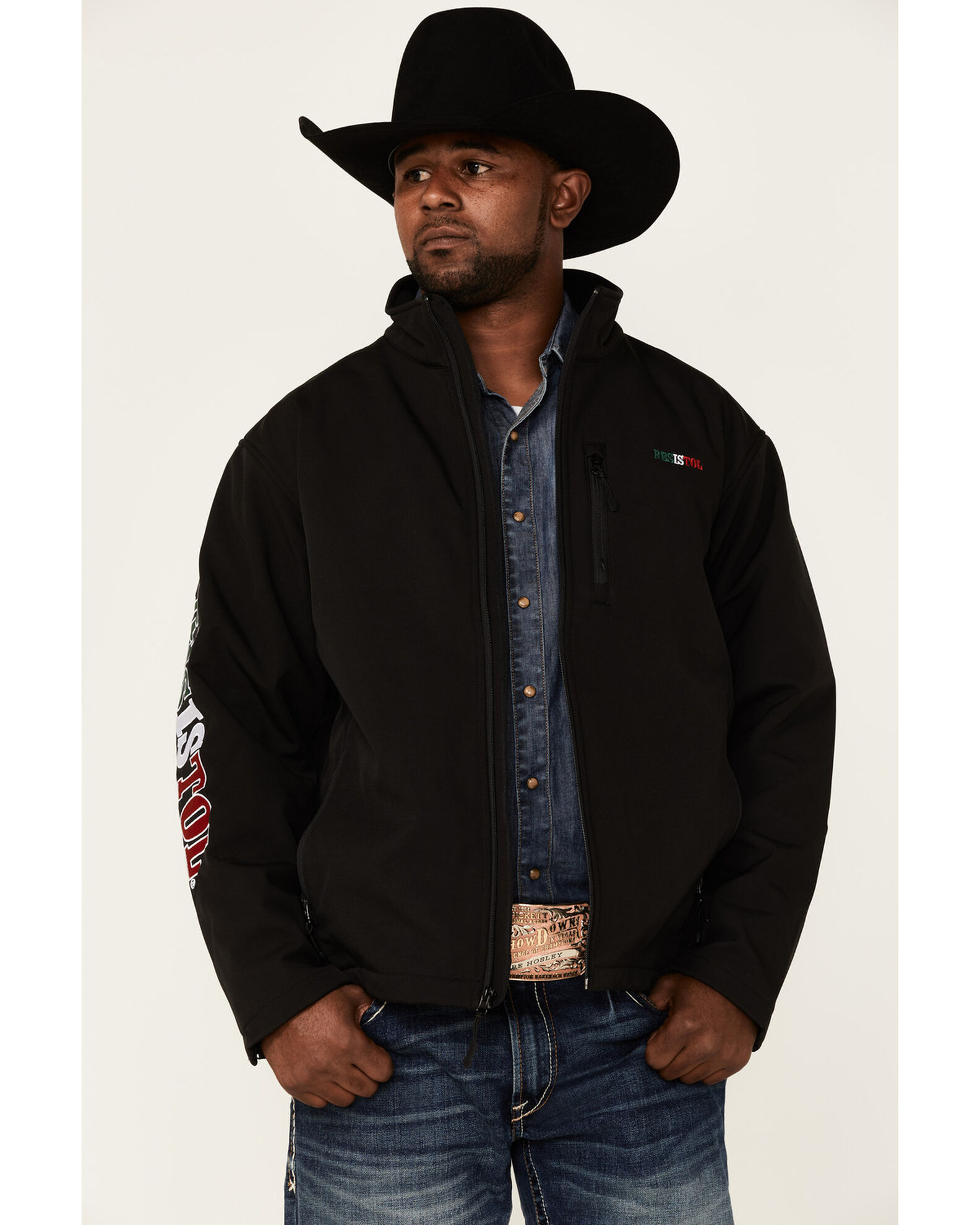 Resistol Men s Mexico Flag Logo Sleeve Zip Front Softshell Jacket