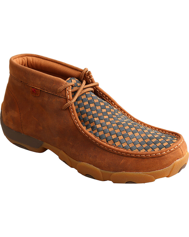 Twisted X Men's Slip On Basketweave Driving Mocs - Moc Toe, Brown, hi-res