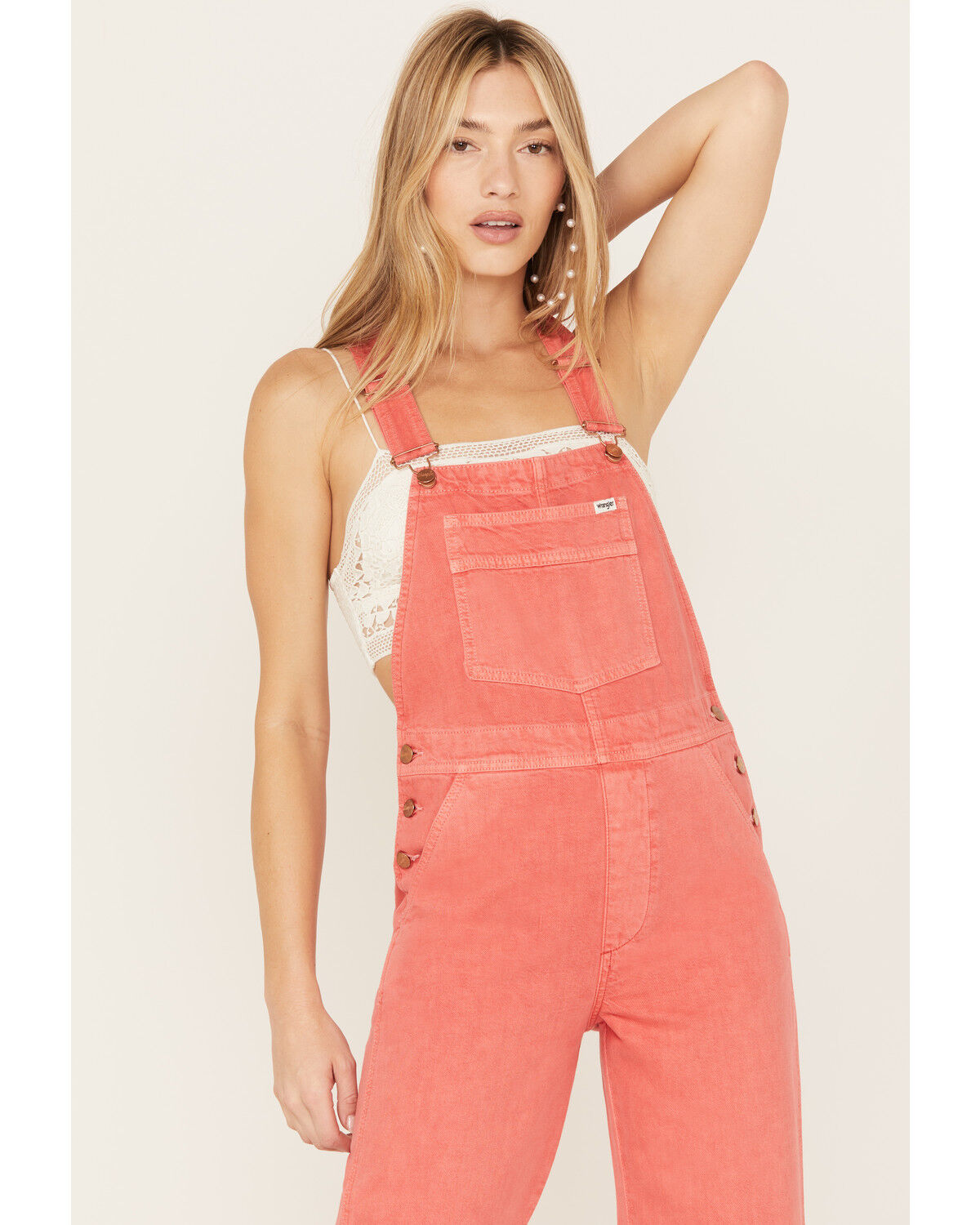 Image #2 - Wrangler Women's Flare Overalls, Red, hi-res