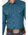 Image #3 - Rock & Roll Denim Men's All-Over Horseshoe Print Long Sleeve Snap Western Shirt , Turquoise, hi-res