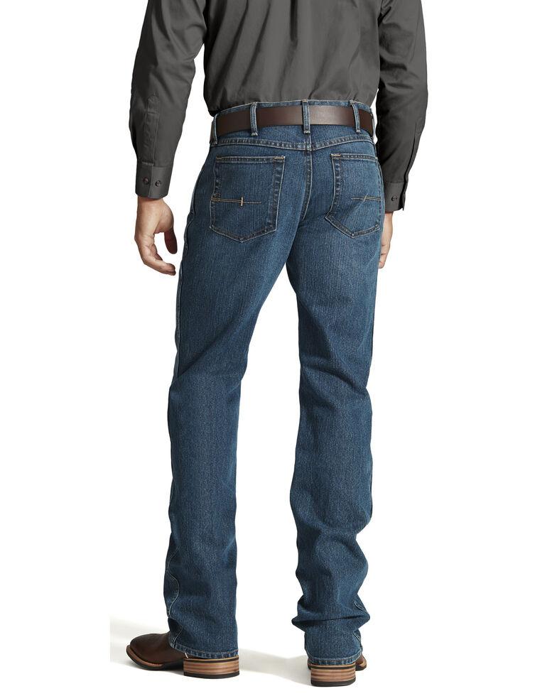 Ariat Men's M4 Rebar Distressed Low Rise Relaxed Bootcut Work Jeans , Denim, hi-res