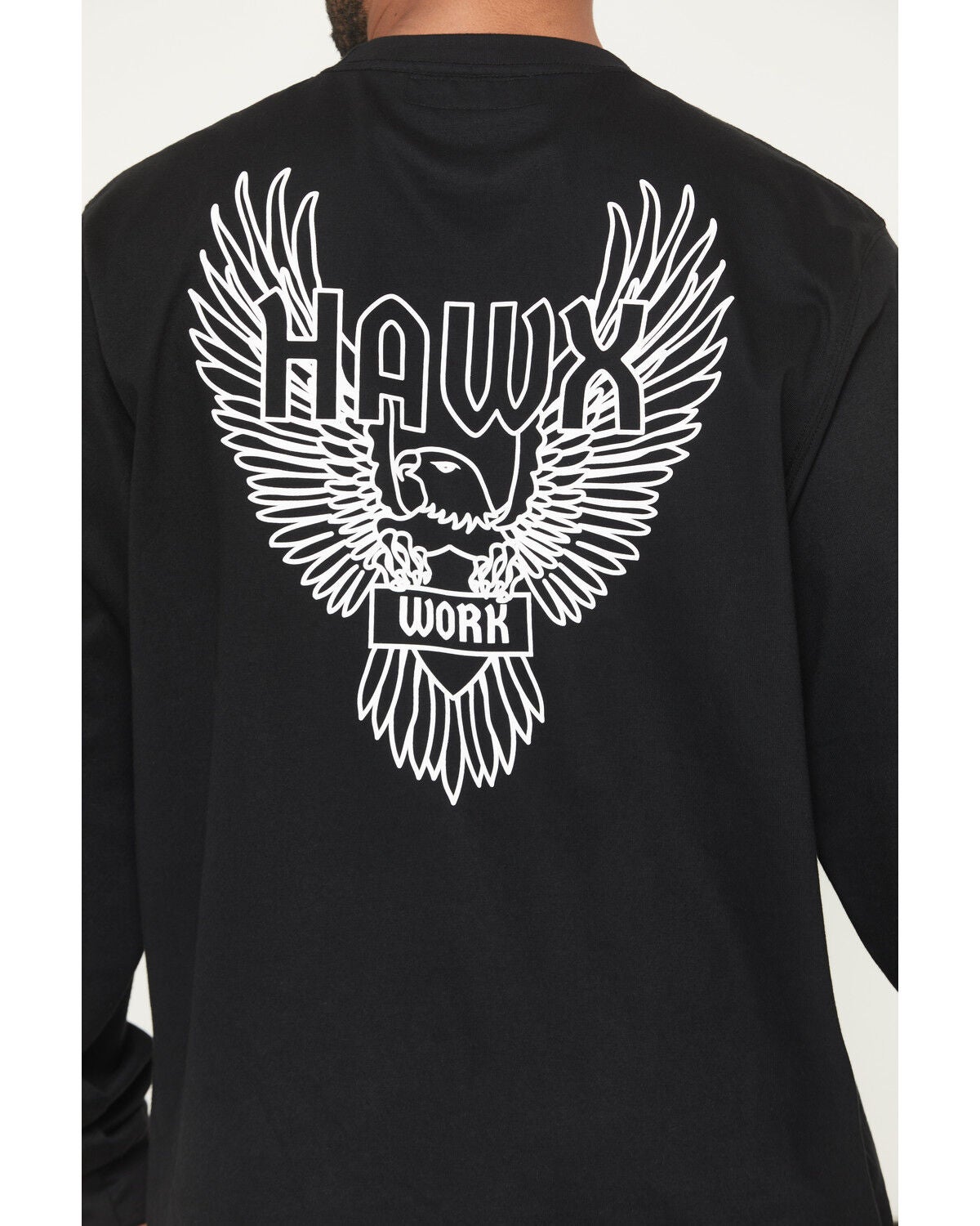 Image #4 - Hawx Men's FR Solid Long Sleeve Work T-Shirt, Black, hi-res