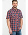 Wrangler Retro Men's Premium Plaid Print Short Sleeve Western Shirt , Navy, hi-res