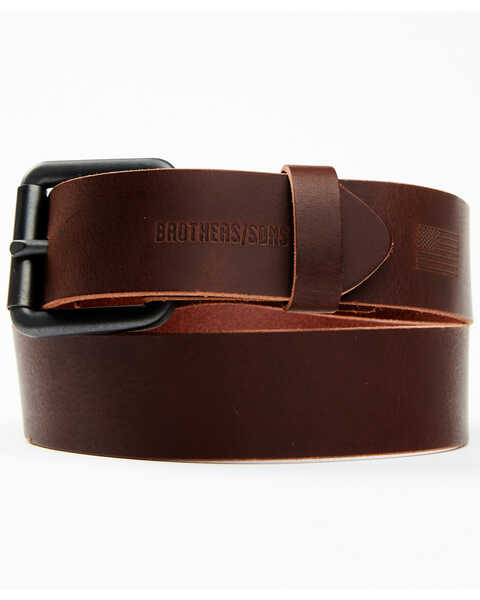 Brothers and Sons Men's Miles City Leather Belt, Brown, hi-res