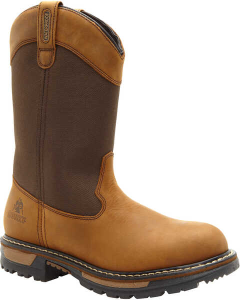 Image #1 - Rocky Ride Insulated Waterproof Wellington Work Boots, Brown, hi-res