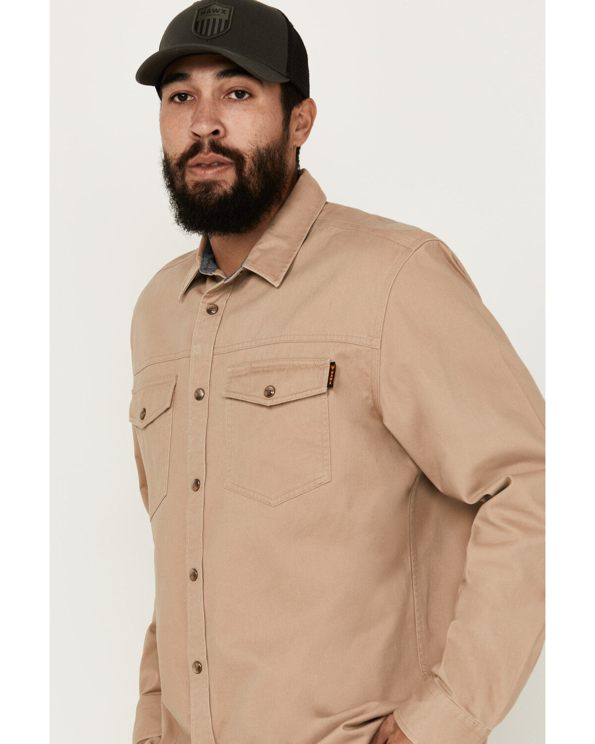 Image #2 - Hawx Men's All Out Woven Solid Long Sleeve Snap Work Shirt - Tall, Khaki, hi-res