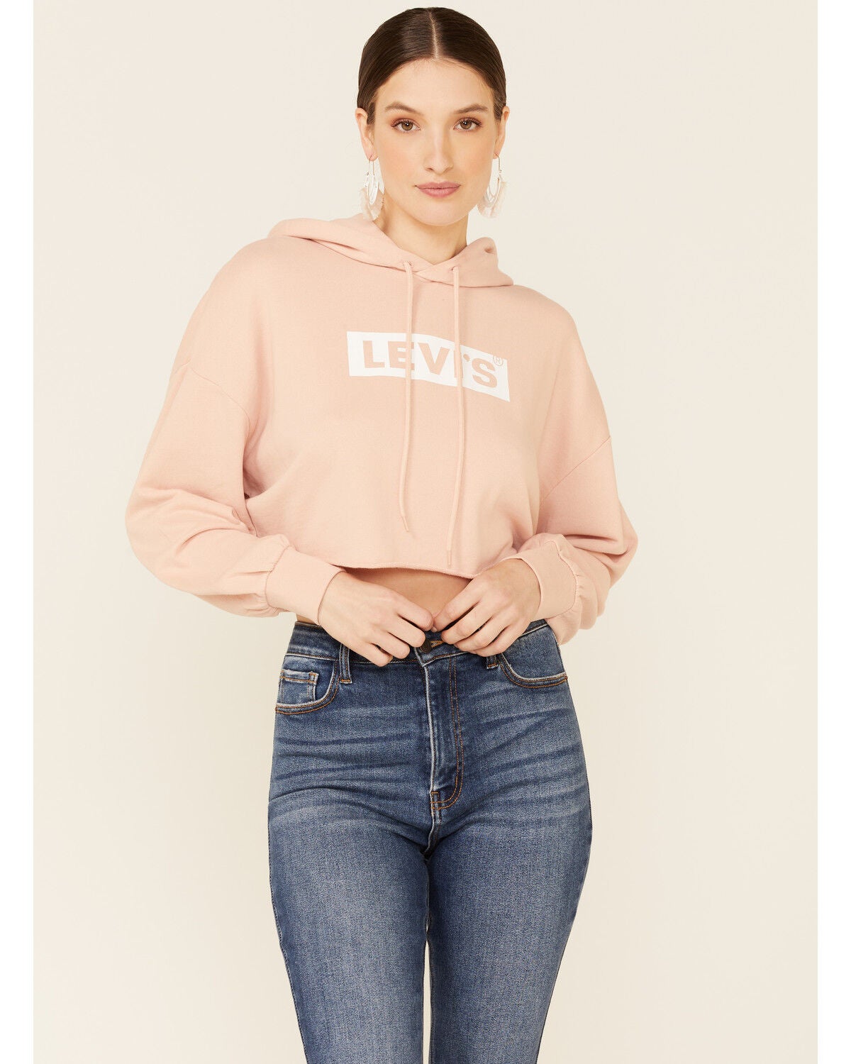 Pink Logo Pullover Crop Hoodie 