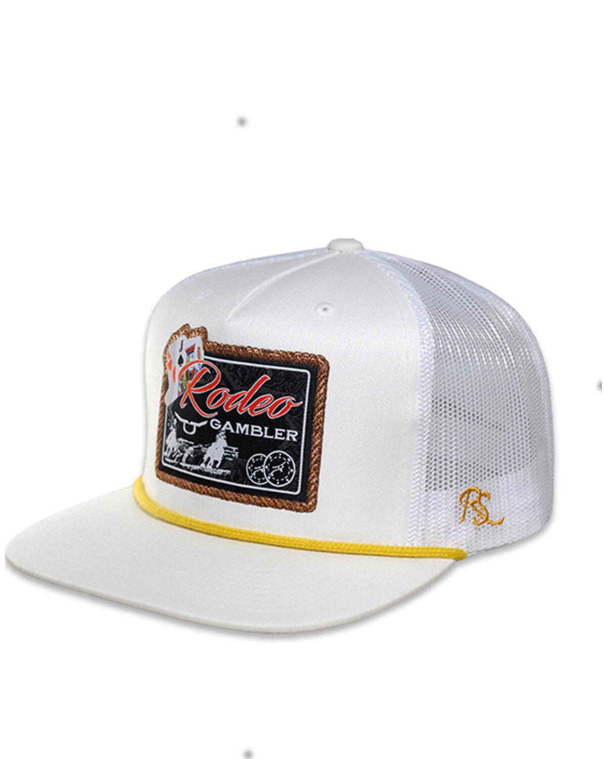 Image #1 - RopeSmart Men's Rodeo Gambler Patch Ball Cap, White, hi-res