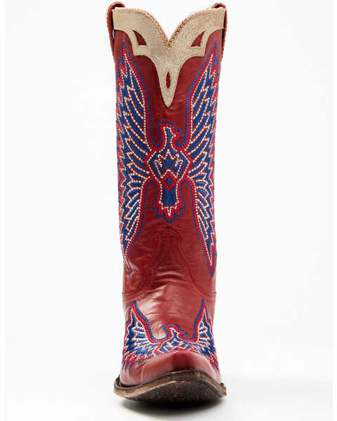 Image #4 - Old Gringo Women's Eagle Stitch Western Boots - Snip Toe, Red, hi-res