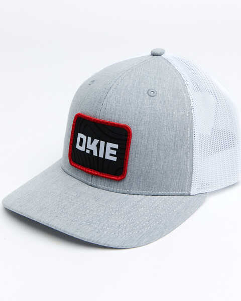 Okie Men's Meeker Recreation Logo Patch Mesh-Back Ball Cap - Grey & White, Grey, hi-res