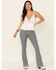 Image #1 - Rock & Roll Denim Women's Pinstripe High Rise Flare Jeans, Dark Blue, hi-res