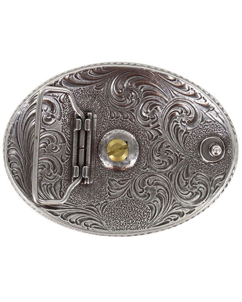 Cody James Men's Two Tone Nevada Oval Belt Buckle, Silver, hi-res