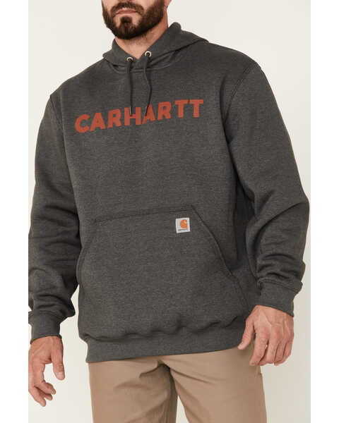 Image #3 - Carhartt Men's Loose Fit Midweight Logo Hooded Work Sweatshirt , Charcoal, hi-res