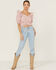 Image #4 - Beyond The Radar Women's Gingham Crop Cinch Detail Top, Blush, hi-res