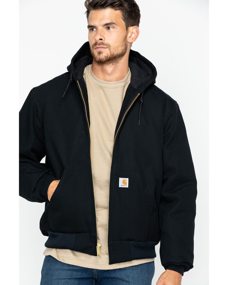 Carhartt Men's Duck Active Zip Front Work Jacket, Black, hi-res