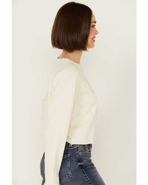 Image #2 - Cleo + Wolf Women's Asher Flocked Cropped Pullover , Cream, hi-res