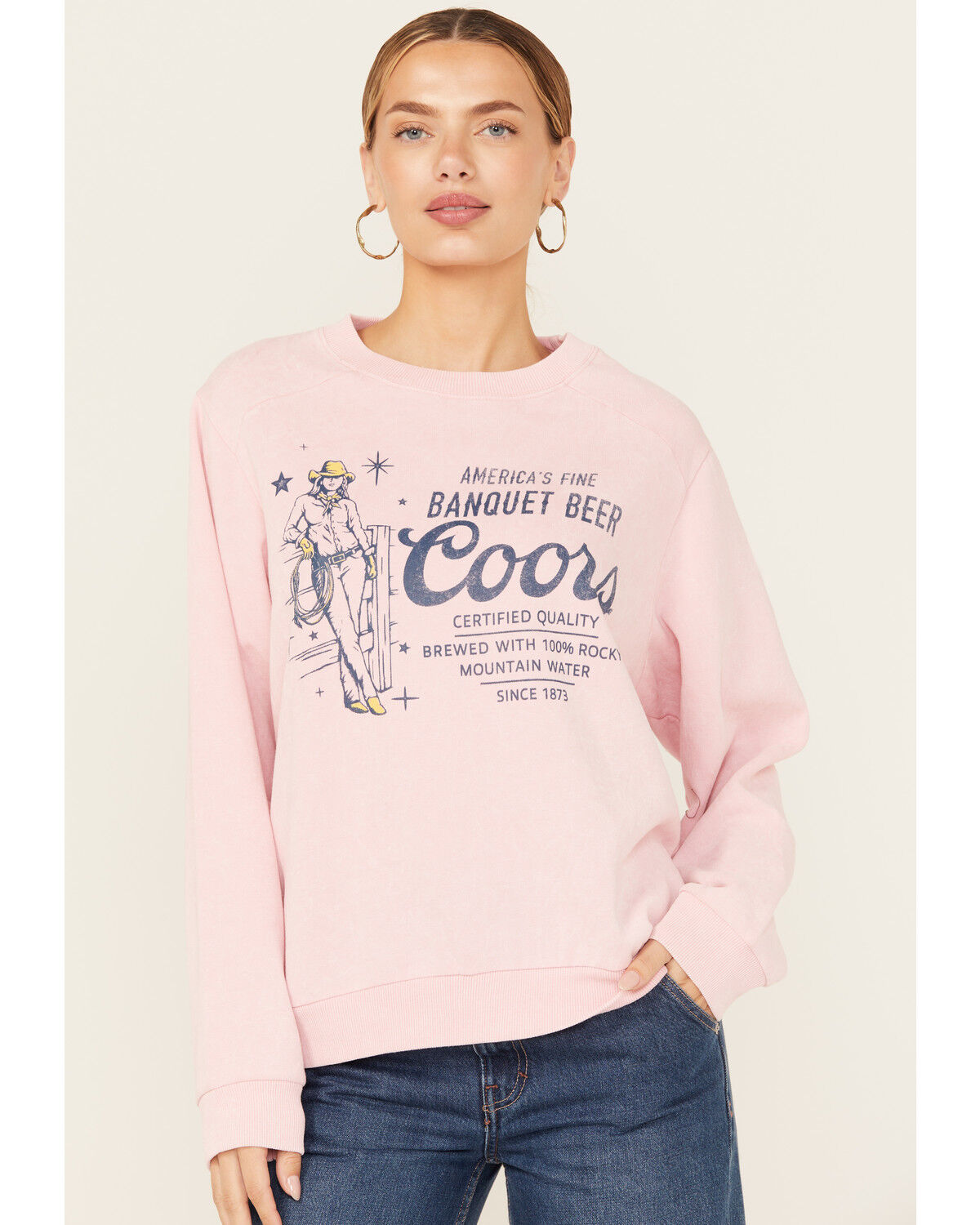 Image #1 - Coors Women's Coors Lady Crewneck Sweatshirt, Pink, hi-res
