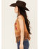 Image #2 - Vocal Women's Embroidered Rose Faux Suede Fringe Vest, Tan, hi-res