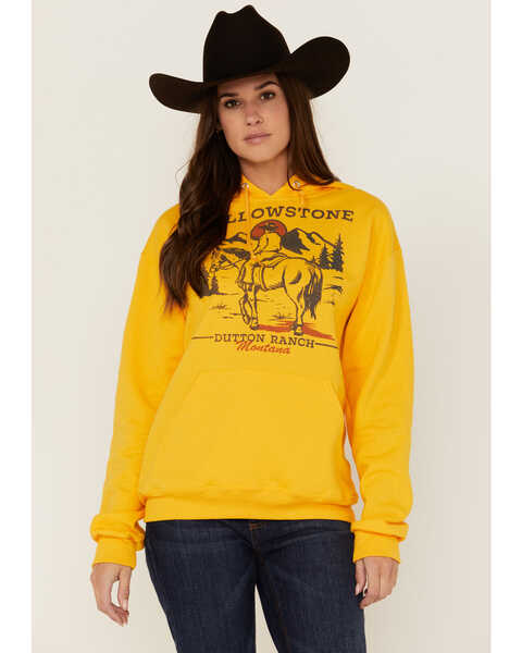 Paramount Network's Yellowstone Women's Yellowstone Lone Cowboy Mustard Graphic Hoodie, Mustard, hi-res