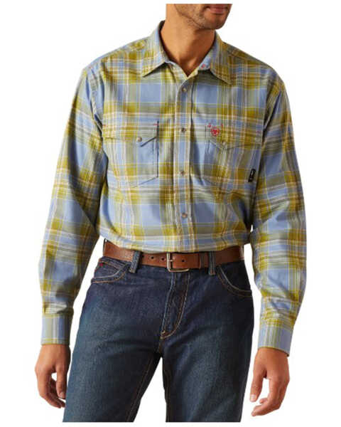 Ariat Men's FR Chesapeake Plaid Print Long Sleeve Snap Work Shirt , Multi, hi-res