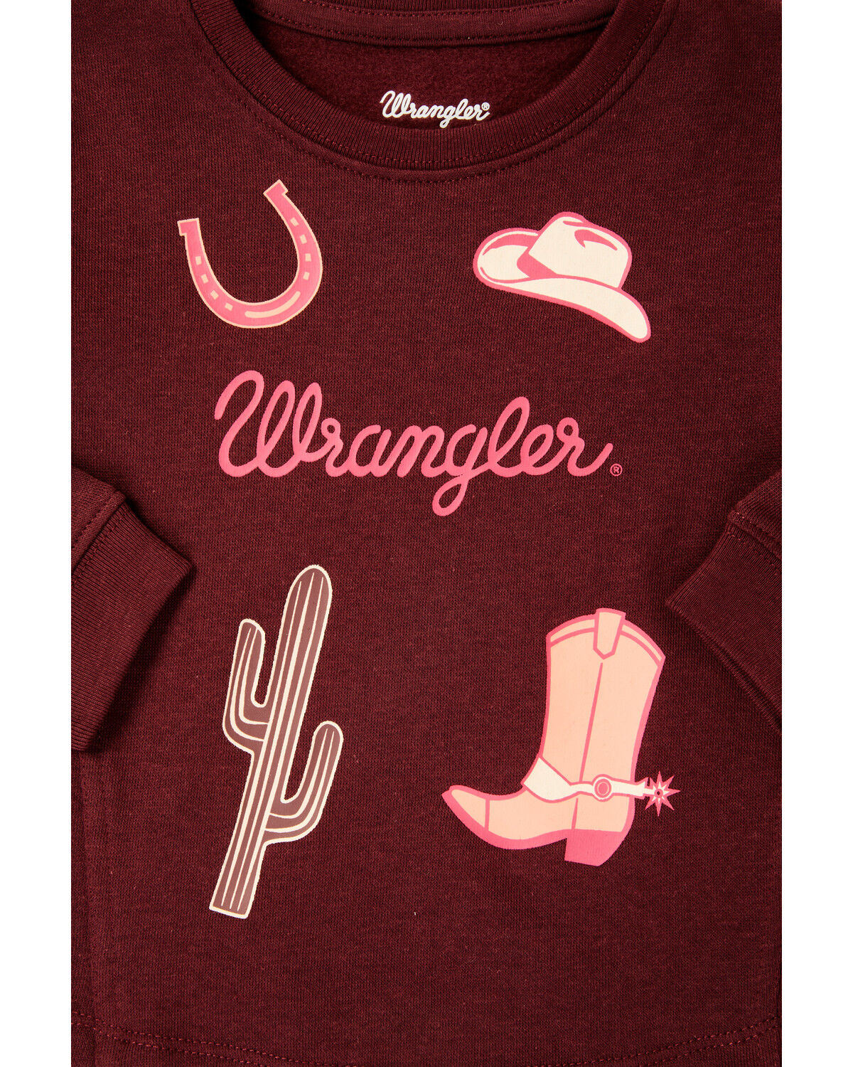 Image #2 - Wrangler Toddler Girls' Conversational Long Sleeve Graphic Shirt, Burgundy, hi-res