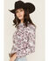 Image #2 - Cowgirl Hardware Women's Paisley Print Long Sleeve Snap Stretch Western Shirt, Pink, hi-res
