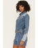 Image #2 - Rock & Roll Denim Women's Medium Wash Long Sleeve Snap Stretch Denim Romper, Medium Wash, hi-res