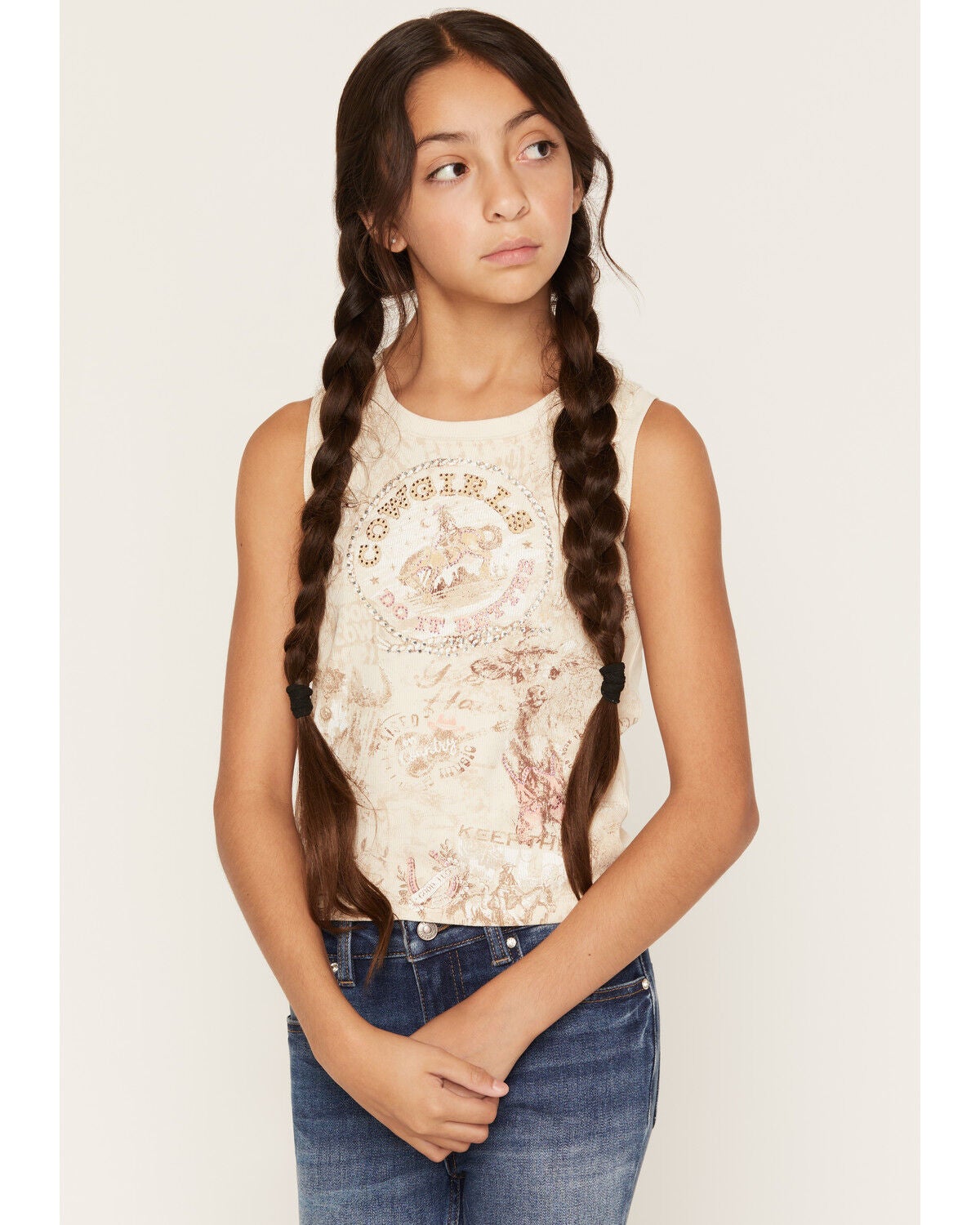 Image #1 - Shyanne Girls' Lundy Graphic Tank, Natural, hi-res