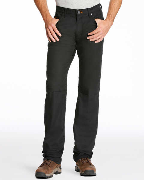 Ariat Men's Rebar M4 Stretch Canvas 5 Pocket Bootcut Pants, Black, hi-res