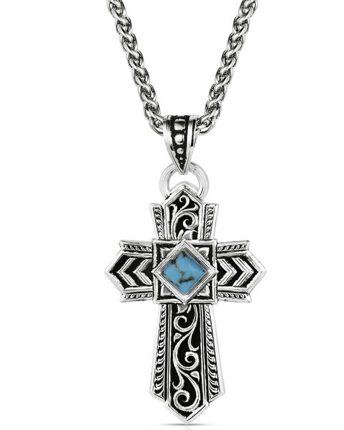 Image #1 - Montana Silversmiths Men's Trust And Faith Cross Necklace, Silver, hi-res