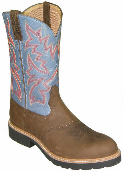 Image #1 - Twisted X Men's Cowboy Pull On Work Boots - Soft Round Toe, Brown, hi-res