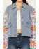 Image #3 - Mystree Women's Crochet Sleeve Medium Wash Denim Jacket, Blue, hi-res