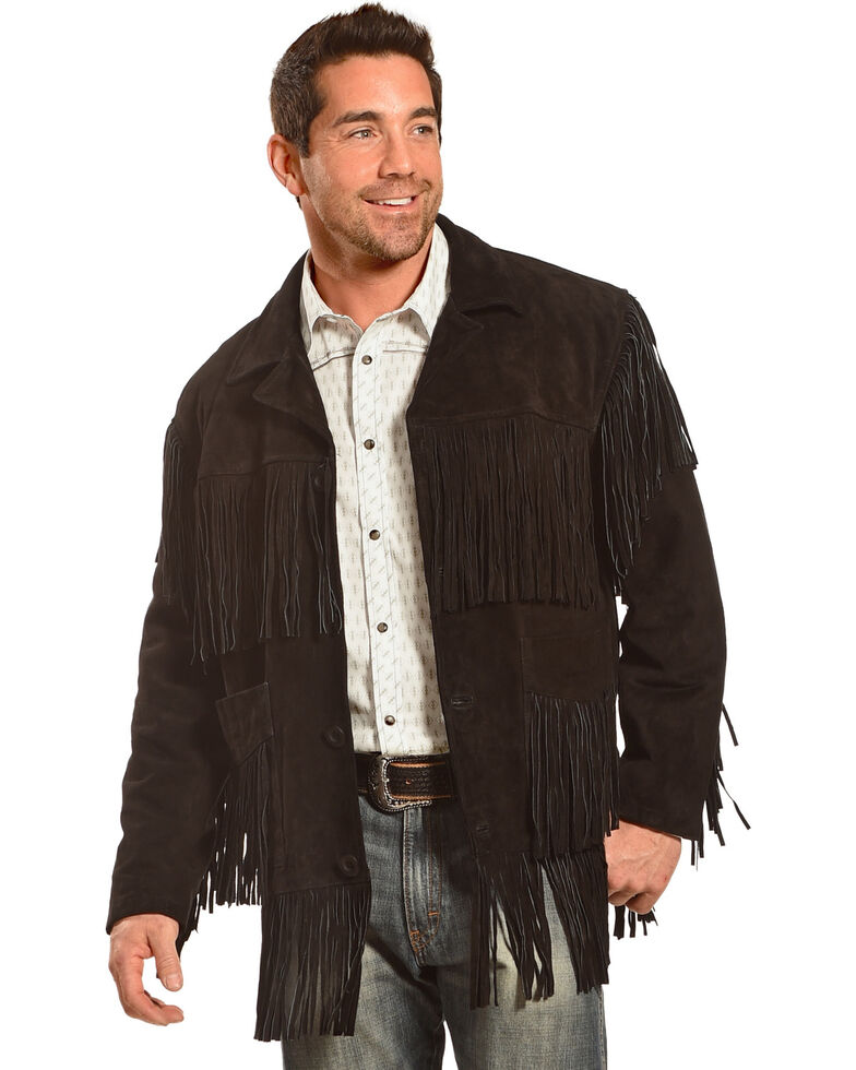 Liberty Wear Men's Suede Fringe Western Jacket , Black, hi-res