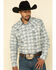 Moonshine Spirit Men's Wash Out Plaid Long Sleeve Western Shirt , Blue, hi-res