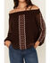 Image #3 - Shyanne Women's Georgette Embroidered Off The Shoulder Top, Chocolate, hi-res