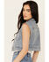 Image #4 - Vibrant Denim Women's Cropped Embellished Light Wash Denim Vest, Light Wash, hi-res