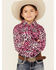 Image #1 - Cowgirl Hardware Girls' Leopard Print Long Sleeve Snap Western Shirt, Pink, hi-res