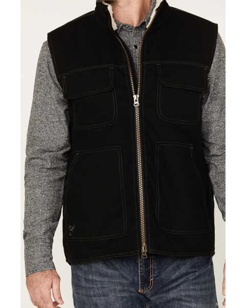 Image #3 - Cowboy Hardware Men's Logo Canvas Solid Workwear Vest, Black, hi-res