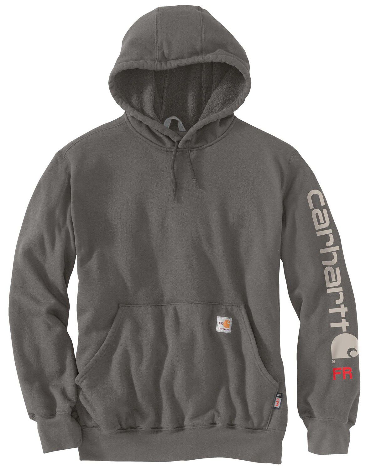 Image #1 - Carhartt Men's FR Force&reg; Marquette Logo Hooded Sweatshirt, Grey, hi-res