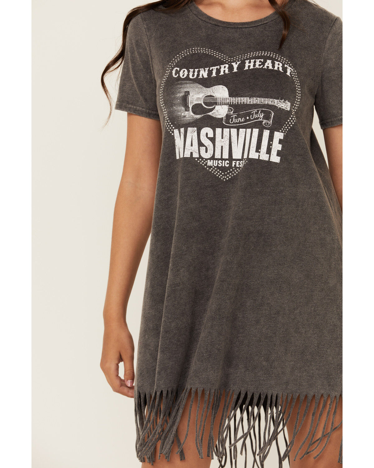 Image #3 - Blended Women's Country Heart Short Sleeve Mini T-Shirt Dress, Black, hi-res