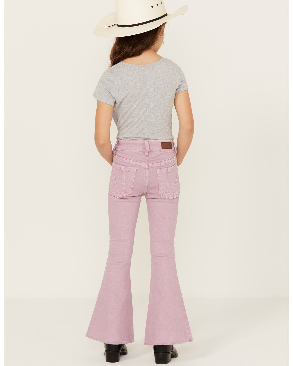 Image #3 - Shyanne Little Girls' Super Flare Distressed Hem Stretch Jeans, Lavender, hi-res