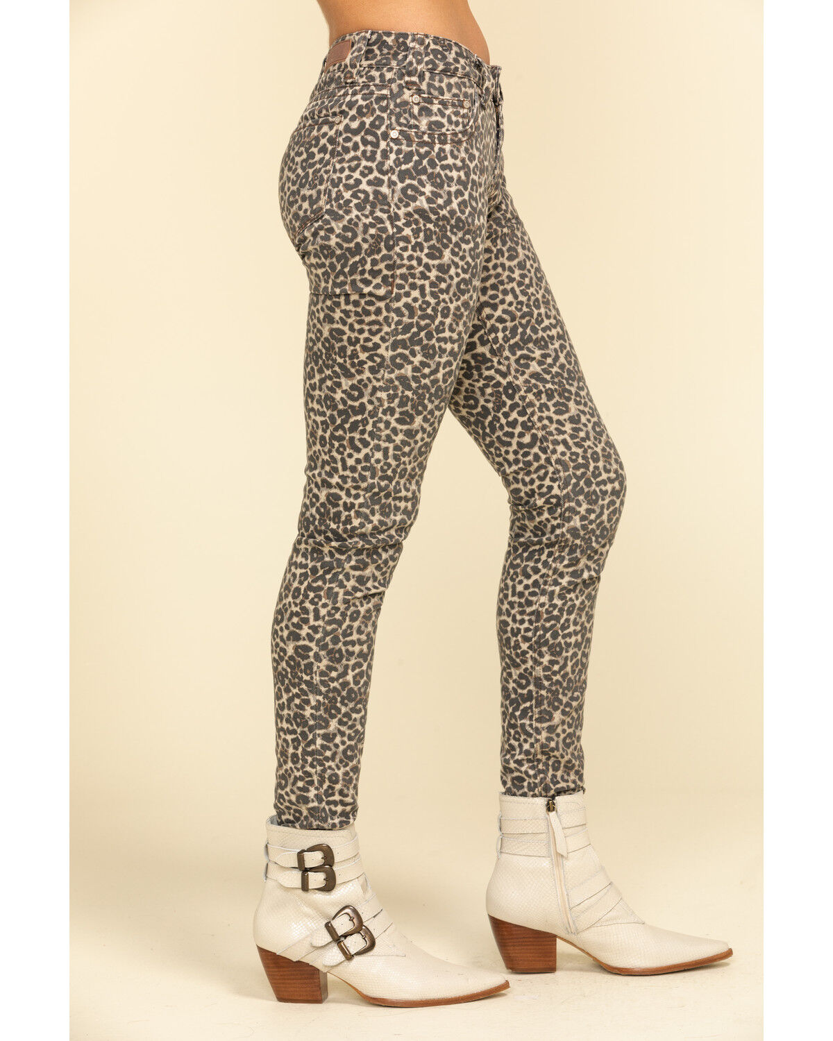 Image #3 - Rock & Roll Denim Women's Leopard Print Skinny Jeans, Blue, hi-res