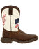 Image #2 - Durango Boys' Rebel Distressed Flag Western Boots - Square Toe, White, hi-res