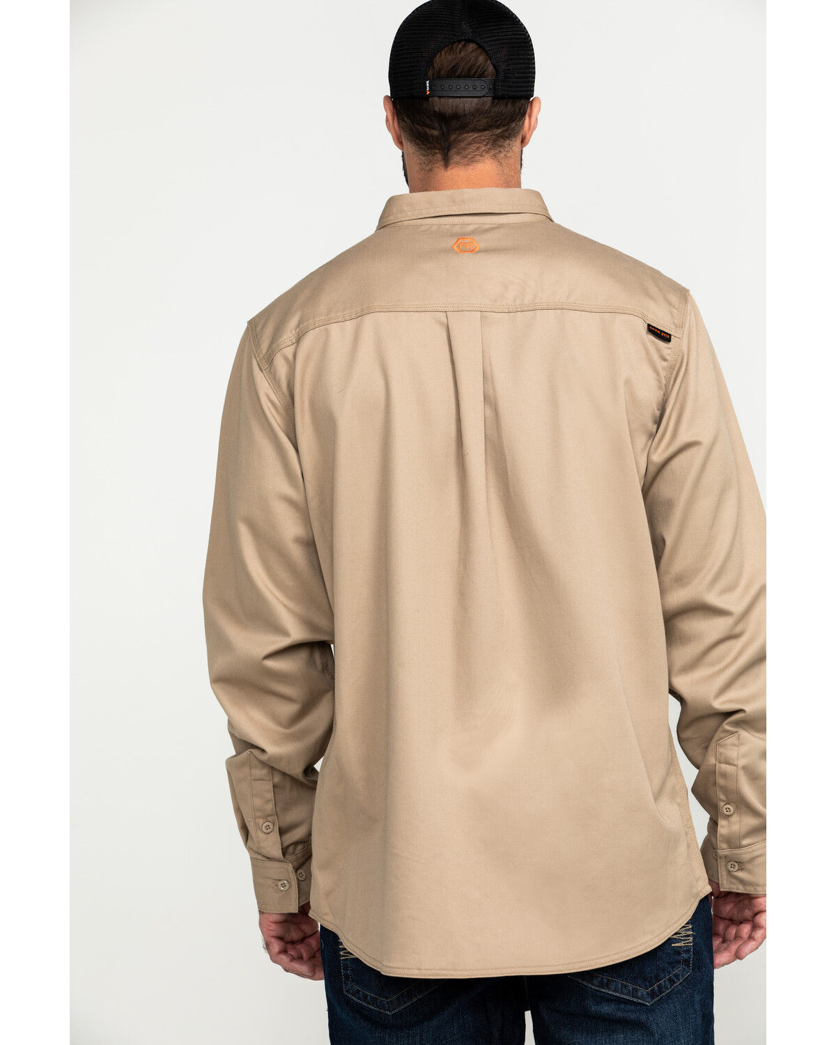 Image #2 - Hawx Men's FR Long Sleeve Woven Work Shirt - Tall, Beige/khaki, hi-res