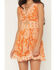 Image #3 - Angie Women's Floral Print Sleeveless Knot Front Mini Dress, Orange, hi-res